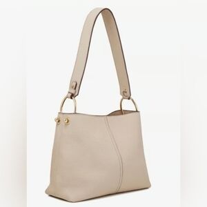 Strathberry Lana Hobo Leather Shoulder Bag. Color Oat